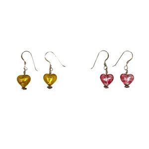 BOGO: Heart-Shaped Gold and Pink Earrings